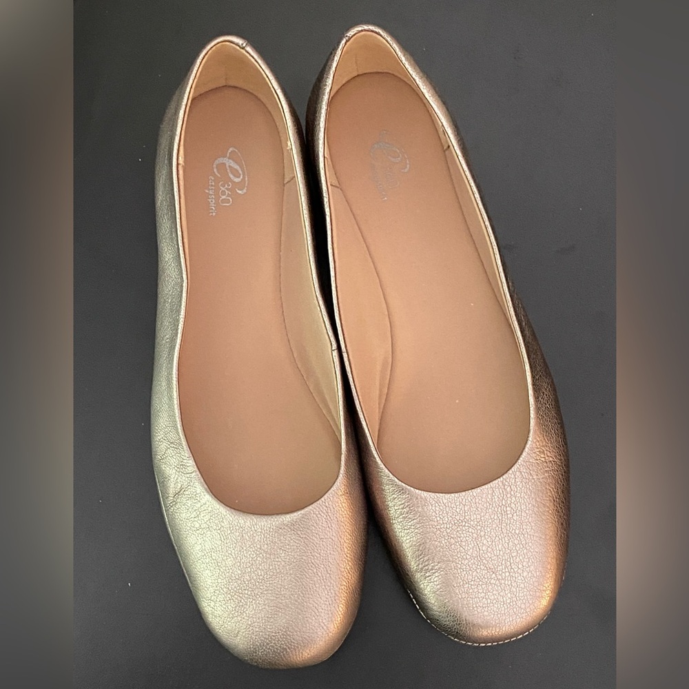 Easy Spirit e360 leather flats - Jazzy in gold, size 7.5